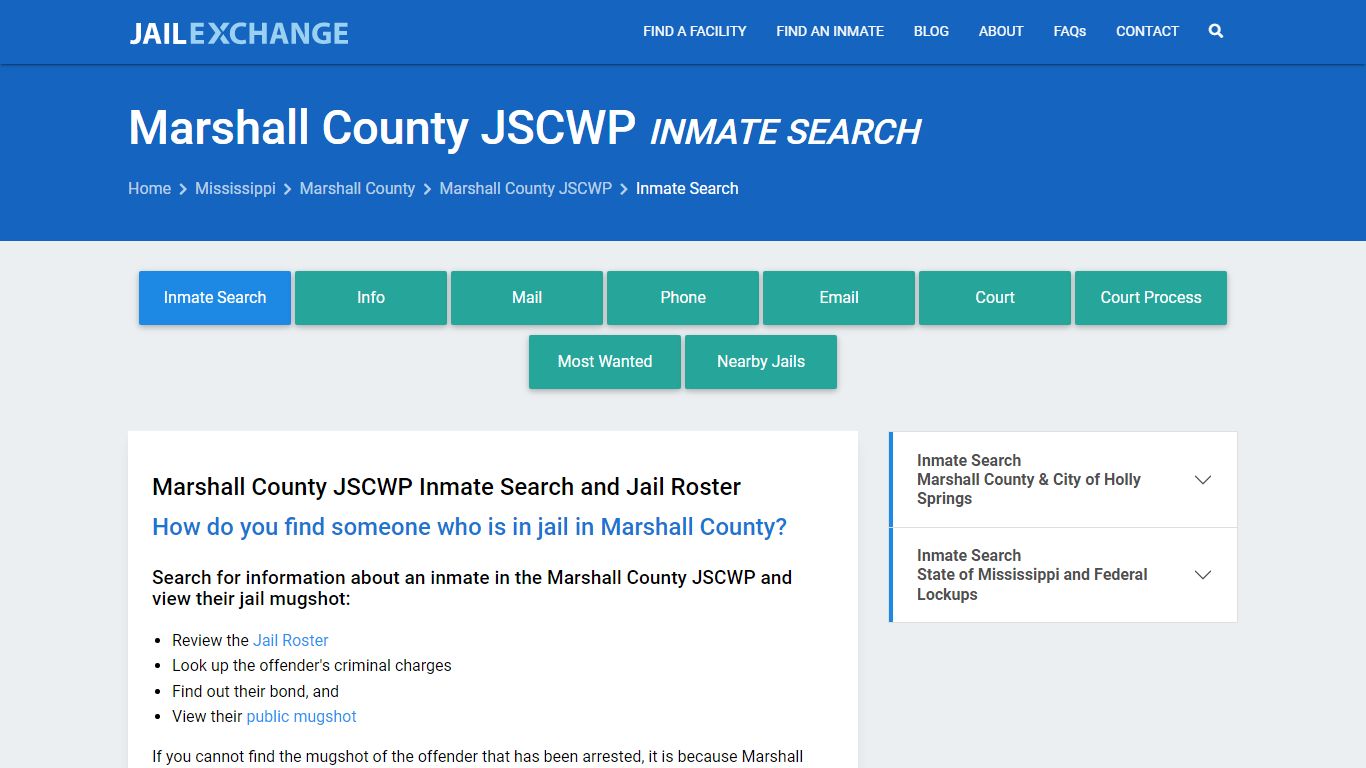 Marshall County JSCWP Inmate Search - Jail Exchange
